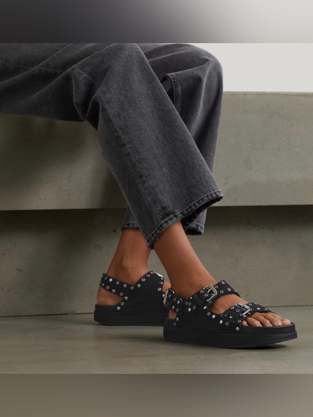 Isabel Marant Black Studded Double-Buckle Sandals - Picture 8 of 8
